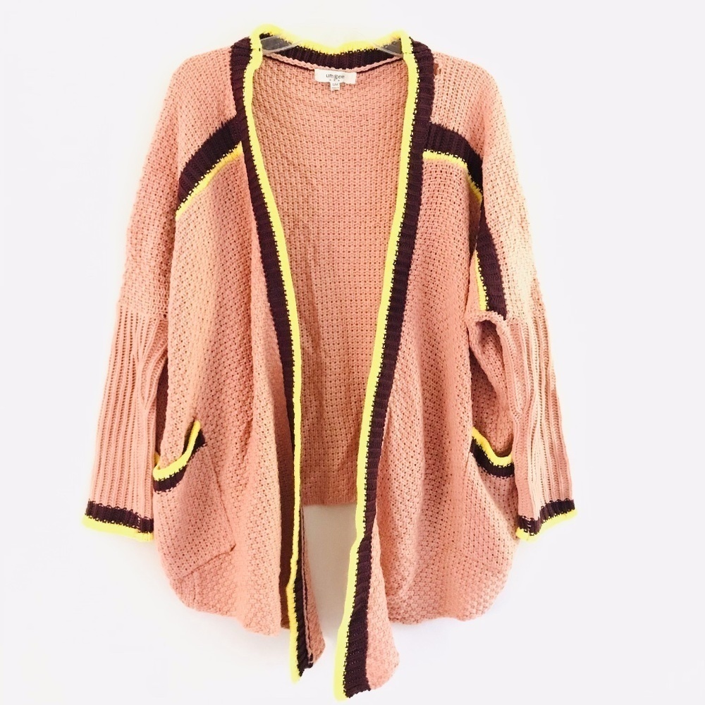 Umgee | Knit Oversized Loose Sweater Draped Open Front Cardigan Preppy